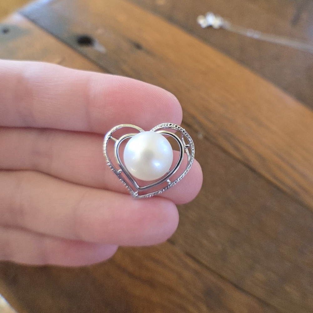 Fresh Water Pearl Heart Pendant Only Silver Color